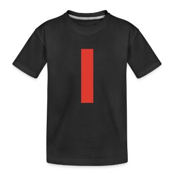 Red vertical bar on T-shirt - Kids' Premium Organic T-Shirt - black - Front