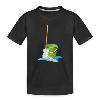 Wischmopp mit Putzeimer Zeit zu Putzen - Kinder Premium Bio T-Shirt - Schwarz - Vorne