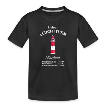 Insel Borkum, Wahrzeichen Kleiner Leuchtturm - Kinder Premium Bio T-Shirt - Schwarz - Vorne