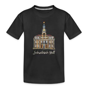 Schwäbisch Hall, barockes Rathaus, Strichzeichnung - Kinder Premium Bio T-Shirt - Schwarz - Vorne
