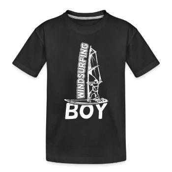 Drôle de garçon de planche à voile - T-shirt bio Premium Enfant - noir - Devant