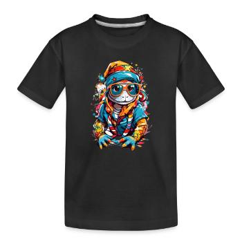 Echse - Kinder Premium Bio T-Shirt - Schwarz - Vorne