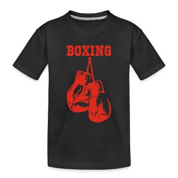Rote Boxhandschuhe - Kinder Premium Bio T-Shirt - Schwarz - Vorne