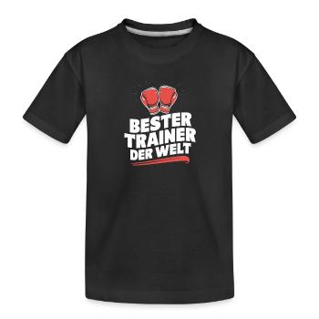 Bester Trainer Boxen Ehre Trophäe Auszeichnung - Kinder Premium Bio T-Shirt - Schwarz - Vorne