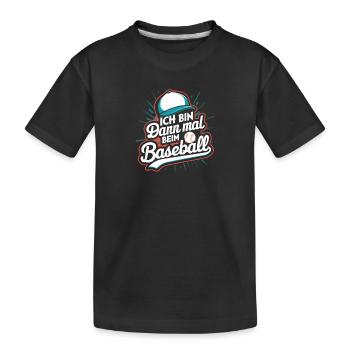 Ich bin beim Baseball Fanartikel Shirt Cap - Kinder Premium Bio T-Shirt - Schwarz - Vorne