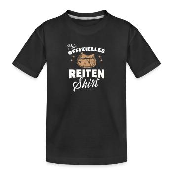 Reitershirt Offiziell Pferde Fan Liebe Hobby - Kinder Premium Bio T-Shirt - Schwarz - Vorne