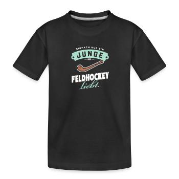 Feldhockey-Junge Retro Liebe Stick Ball Fans - Kinder Premium Bio T-Shirt - Schwarz - Vorne