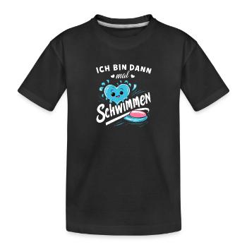 Schwimm-Shirt Badeurlaub Pool Meer Freizeit - Kinder Premium Bio T-Shirt - Schwarz - Vorne