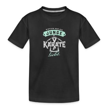 Karate-Junge Liebe Kampfsport Training Geburtstag - Kinder Premium Bio T-Shirt - Schwarz - Vorne