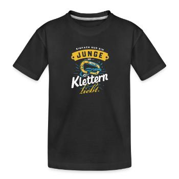 Junge Kletterfan Karabiner Liebe Geschenk - Kinder Premium Bio T-Shirt - Schwarz - Vorne