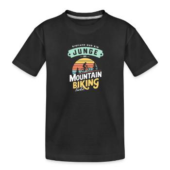 Junge MTB Retro-Liebe Shirt Poster Deko Idea - Kinder Premium Bio T-Shirt - Schwarz - Vorne