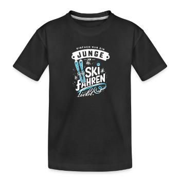 Ski-Junior Pistenheld Winterabenteuer Fun - Kinder Premium Bio T-Shirt - Schwarz - Vorne