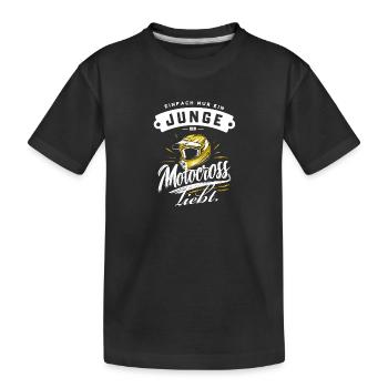Motocross Junge Fan Shirt Helm Strecke Liebe - Kinder Premium Bio T-Shirt - Schwarz - Vorne