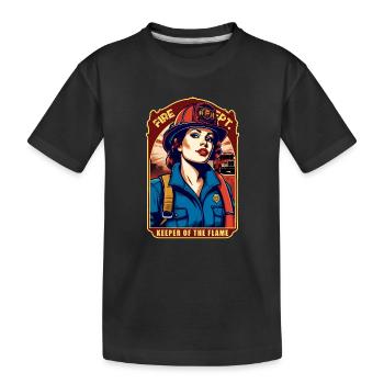 Feuerwehrfrau - Kinder Premium Bio T-Shirt - Schwarz - Vorne