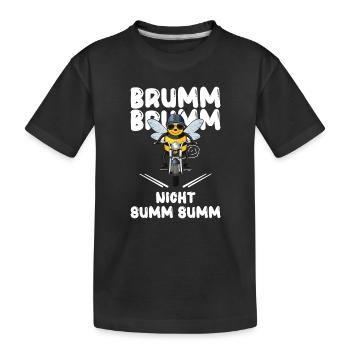 Biene Motorrad brumm brumm nicht summ summ weiß - Kinder Premium Bio T-Shirt - Schwarz - Vorne
