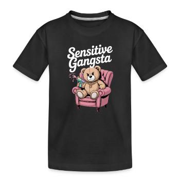 Sensitive Gangsta Teddy Edition - Kinder Premium Bio T-Shirt - Schwarz - Vorne