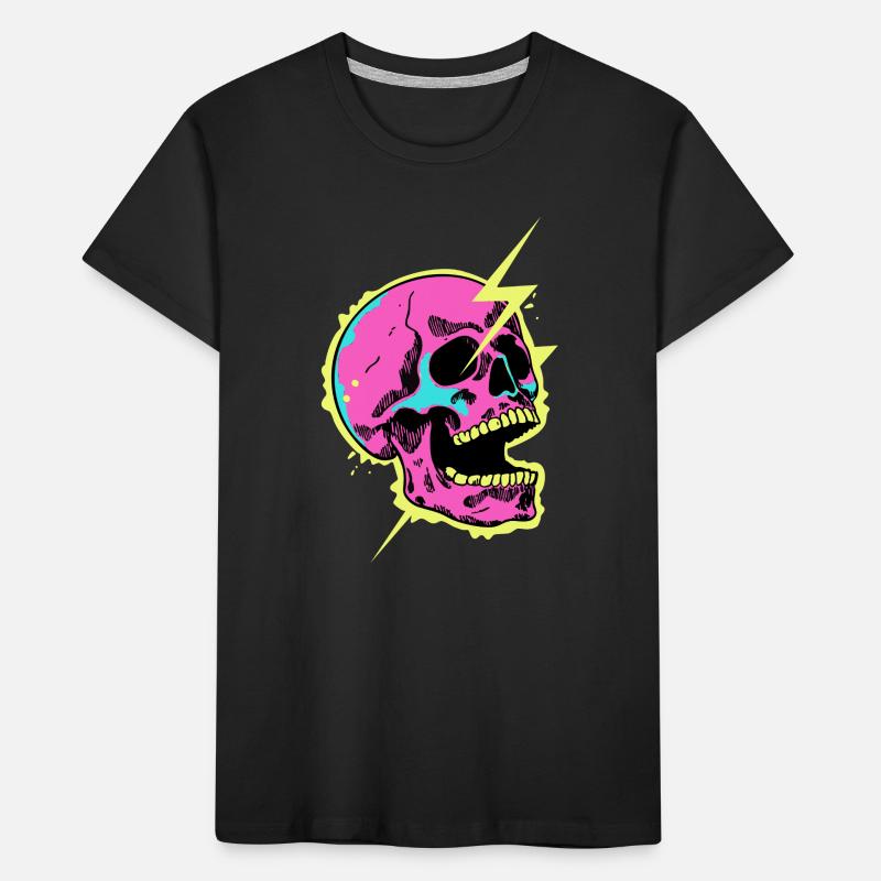 Crâne Néon Éclair Éclat T-shirt bio Premium Enfant