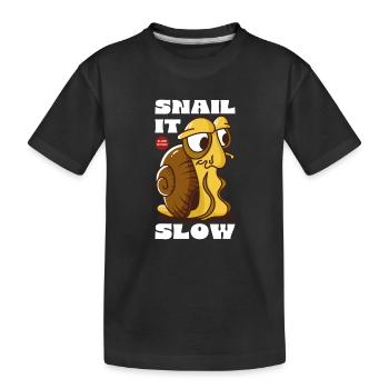 Snail It Slow Cartoon Snail Design - Kinder Premium Bio T-Shirt - Schwarz - Vorne