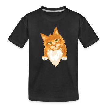 Shy cute ginger cat - Kids' Premium Organic T-Shirt - black - Front