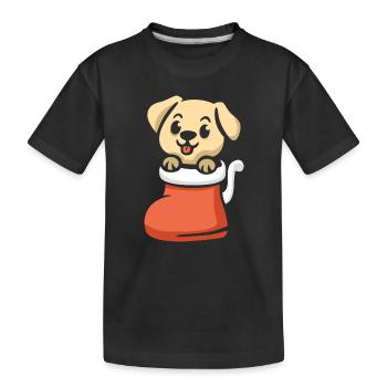 Süßer Weihnachtswelpe im Stiefel - Kinder Premium Bio T-Shirt - Schwarz - Vorne