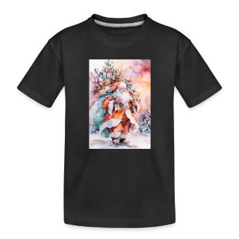 Noël Aquarelle: Santa et Paquets - T-shirt bio Premium Enfant - noir - Devant