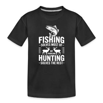 Fishing Solves Most Problems - Kids' Premium Organic T-Shirt - black - Front