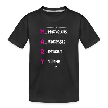 Mary Name Acrostic - Kids' Premium Organic T-Shirt - black - Front
