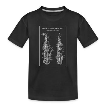 Tenorsaxophon-Patentblaupause - Kinder Premium Bio T-Shirt - Schwarz - Vorne