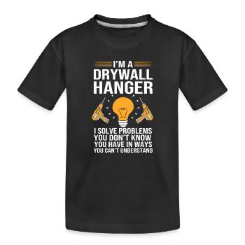 Construction site drywall assembly fitter - Kids' Premium Organic T-Shirt - black - Front