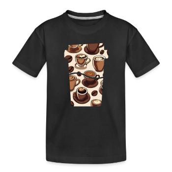 Kaffeezauber Latte Art - Kinder Premium Bio T-Shirt - Schwarz - Vorne