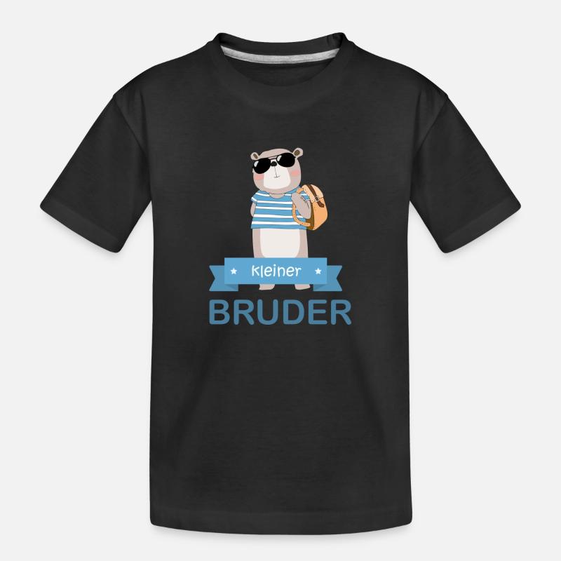 kleiner Bruder Bär - Kinder Premium Bio T-Shirt - Schwarz