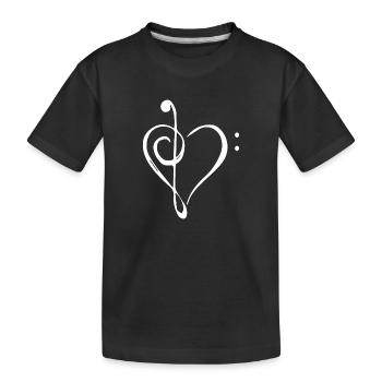 Notenschlüssel Liebe Musik Herz - Kinder Premium Bio T-Shirt - Schwarz - Vorne