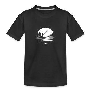 Mit der Angelrute am See - Kinder Premium Bio T-Shirt - Schwarz - Vorne