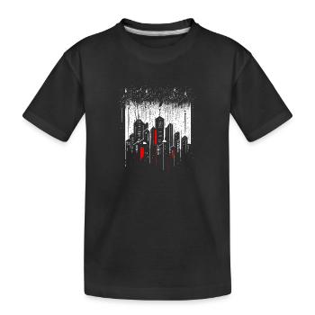 Gratte-ciel de métropole minimaliste sous la pluie - T-shirt bio Premium Enfant - noir - Devant