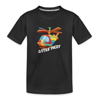 Kleiner Holzhubschrauber für Kinder kleiner Pilot - Kinder Premium Bio T-Shirt - Schwarz - Vorne