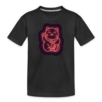 Lucky cat stickers Maneki-Neko - Kids' Premium Organic T-Shirt - black - Front