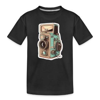 Retro Camera - Kids' Premium Organic T-Shirt - black - Front