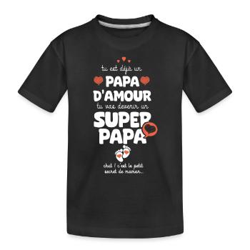 annonce grossesse papa futur grand frère soeur - T-shirt bio Premium Enfant - noir - Devant
