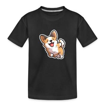 Corgi Cartoon - Kids' Premium Organic T-Shirt - black - Front