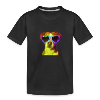 Dog with sunglasses colorful gift idea sweet funny - Kids' Premium Organic T-Shirt - black - Front