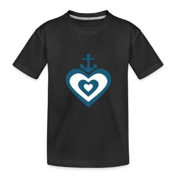 Heart Anchor Northern Germany Seaman Sailor Captain - Kids' Premium Organic T-Shirt - black - Front