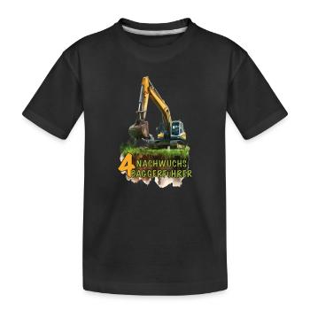 Bagger 4 Geburtstag Baumaschine Baumaschinen - Kinder Premium Bio T-Shirt - Schwarz - Vorne