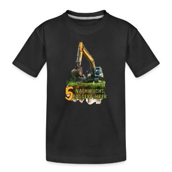 Bagger 5 Geburtstag Baumaschine Baumaschinen - Kinder Premium Bio T-Shirt - Schwarz - Vorne