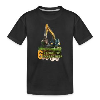 Bagger 6 Geburtstag Baumaschine Baumaschinen - Kinder Premium Bio T-Shirt - Schwarz - Vorne