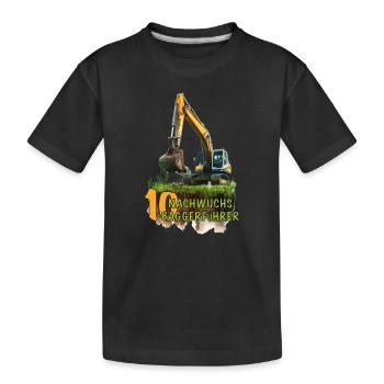Bagger 10 Geburtstag Baumaschine Baumaschinen - Kinder Premium Bio T-Shirt - Schwarz - Vorne