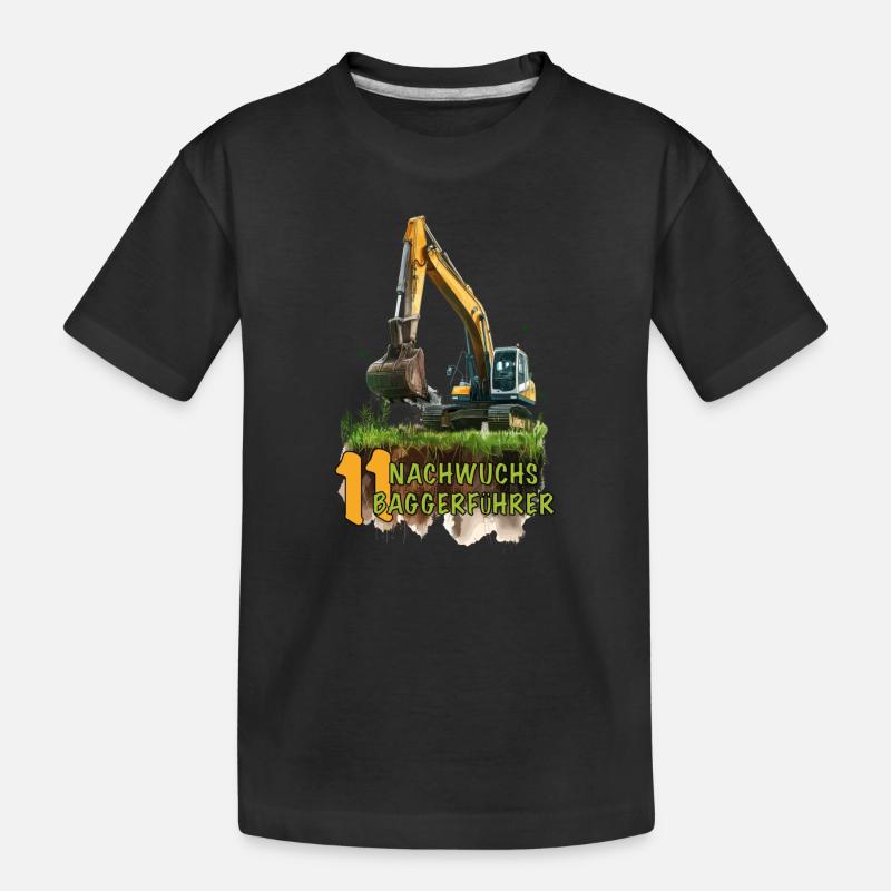 Bagger 11 Geburtstag Baumaschine Baumaschinen - Kinder Premium Bio T-Shirt - Schwarz