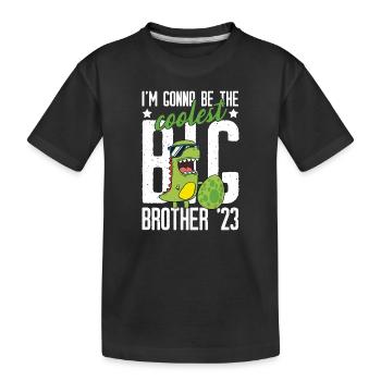 Dinosaurier Dino Jungs Coolster Großer Bruder 2023 - Kinder Premium Bio T-Shirt - Schwarz - Vorne