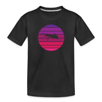 Ant - silhouette, circle, evening sun - Kids' Premium Organic T-Shirt - black - Front