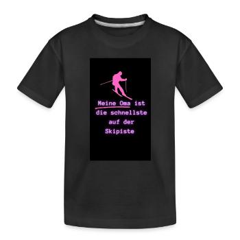 Schnellste Oma auf der Skipiste - Kinder Premium Bio T-Shirt - Schwarz - Vorne