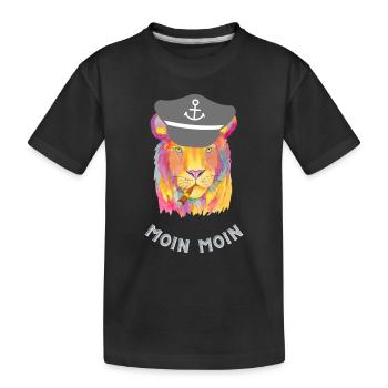 Hamburger Löwe Moin - Kinder Premium Bio T-Shirt - Schwarz - Vorne